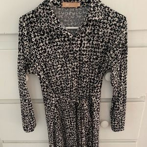 Women’s black and white wrap dress. Size medium.
